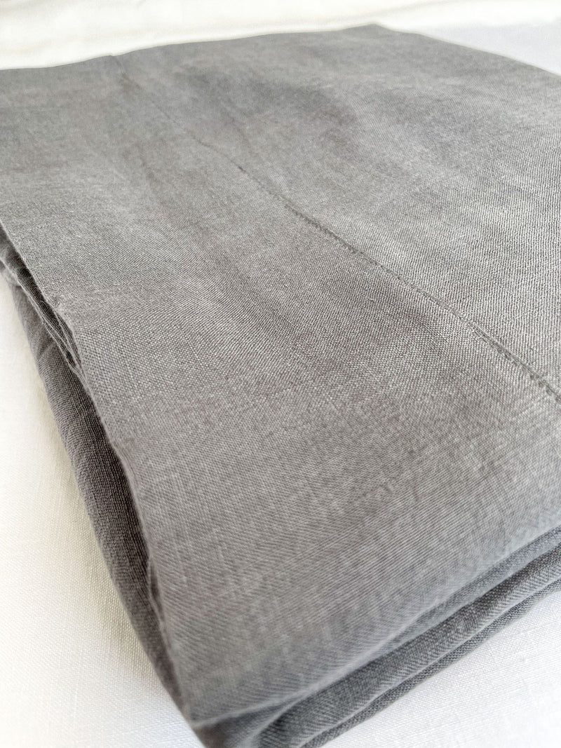 Dark Grey Linen Flat Sheet