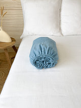 Light Blue Washed Linen Bedding Set