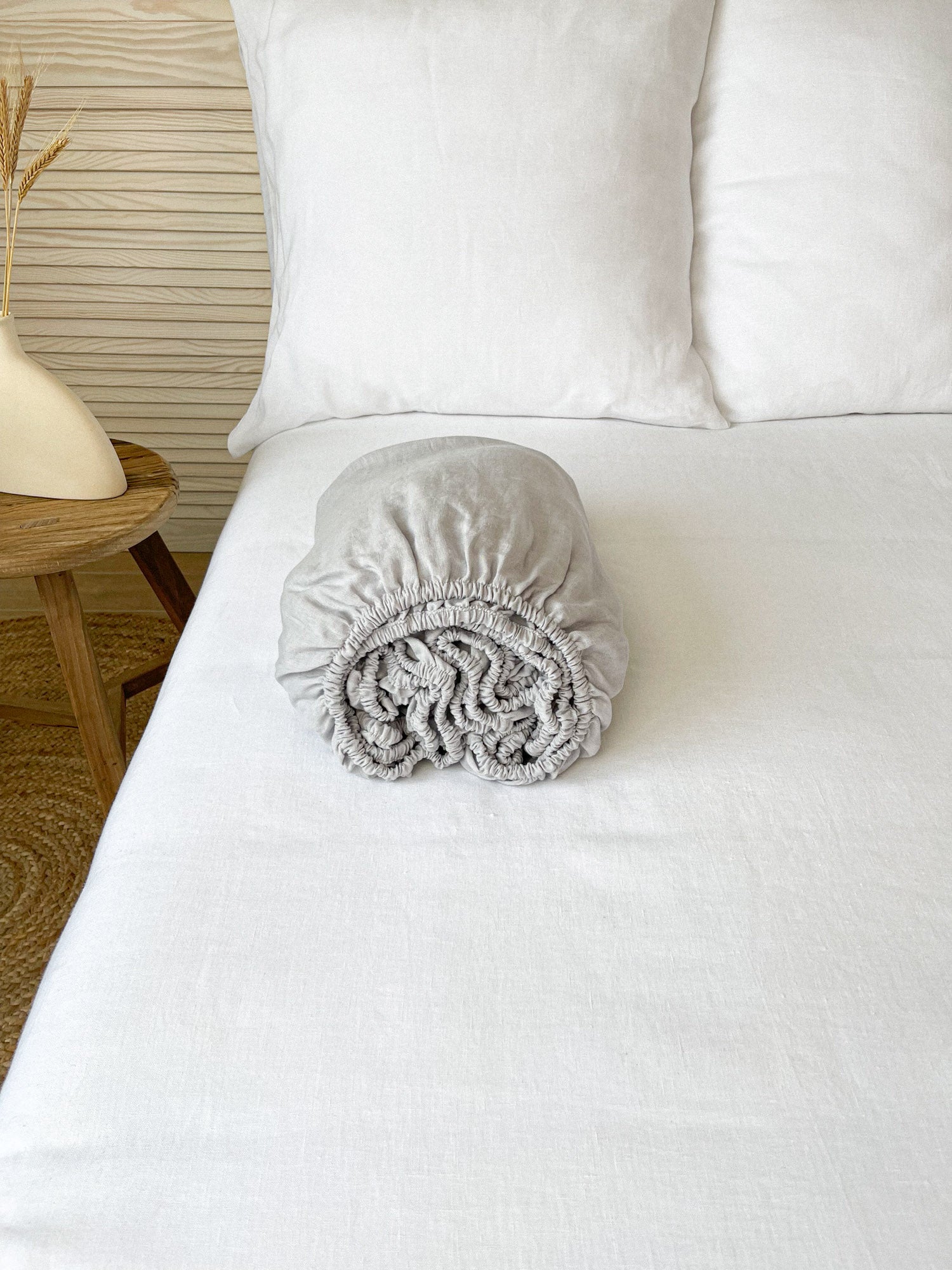 Light Gray Linen Fitted Sheet - Deep & Regular Pocket Styles – Linen Notes