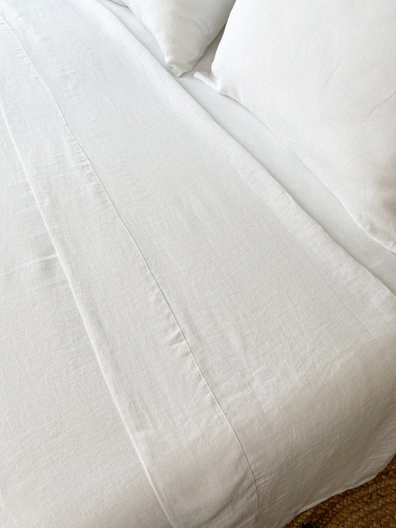 Washed White Linen Bedding Set nz