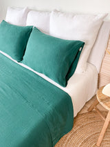 Dark Green Linen Flat Sheet