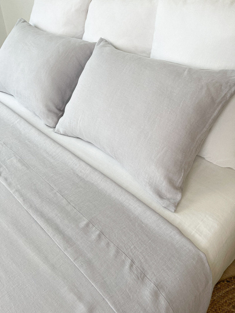 Gray Rattan Linen Light Gray Washed Linen Flat Sheet – Chic & Versatile – Linen Notes