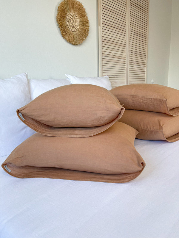 Tan Linen Pillowcase
