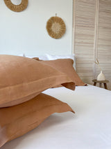 Tan Washed Linen Bedding Set au