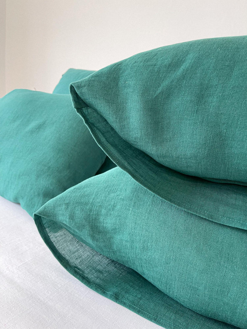 Dark Green Housewife Style Linen Pillowcase