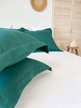 Dark Green Oxford Style Linen Pillowcase