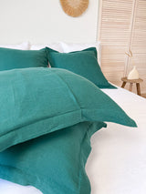 Dark Green Linen Pillow Sham