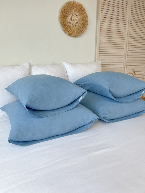 Light Blue Housewife Style Linen Pillowcase