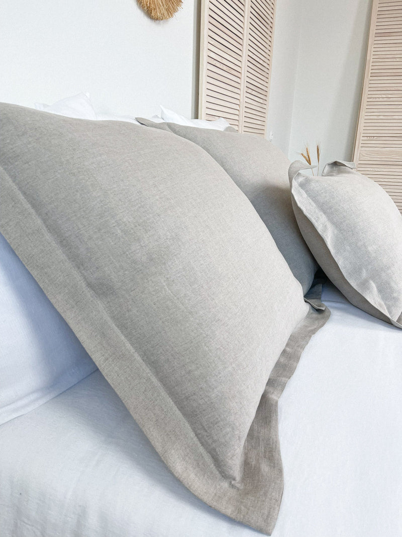 Beige Washed Linen Bedding Set us