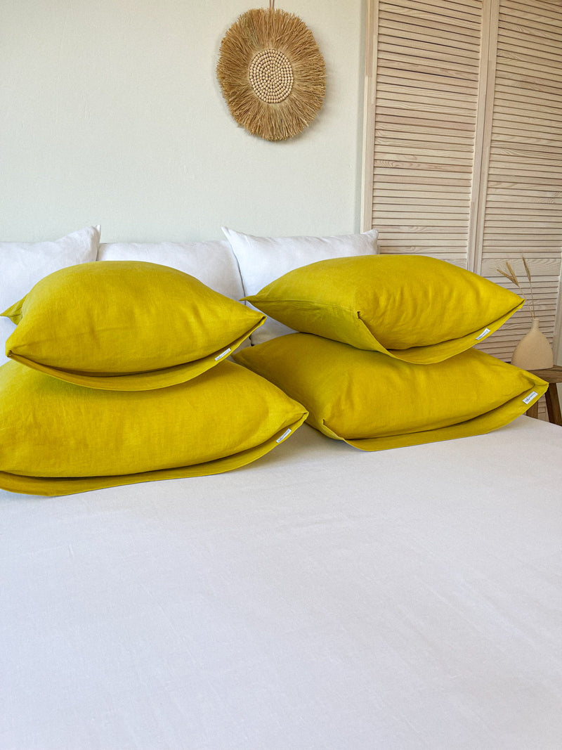 Yellow Housewife Style Linen Pillowcase