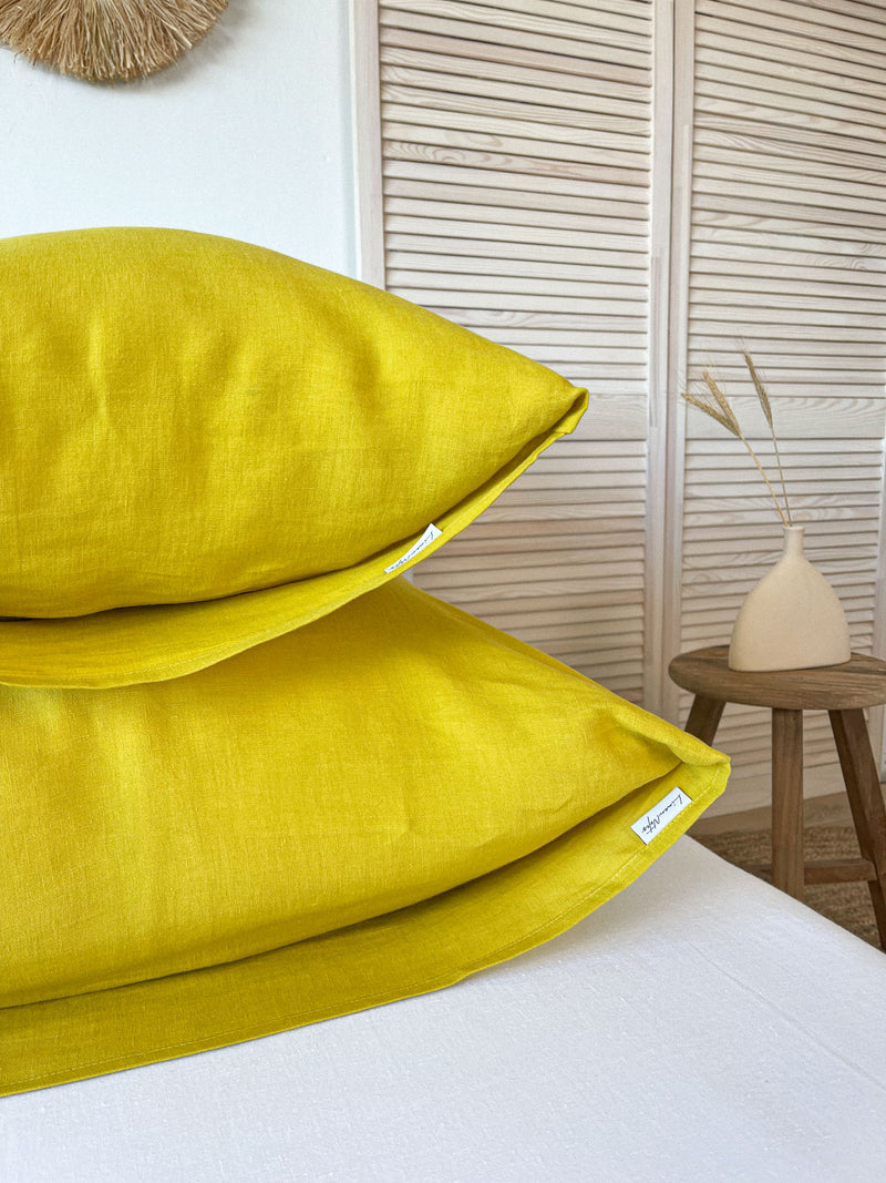 Yellow Linen Pillowcase