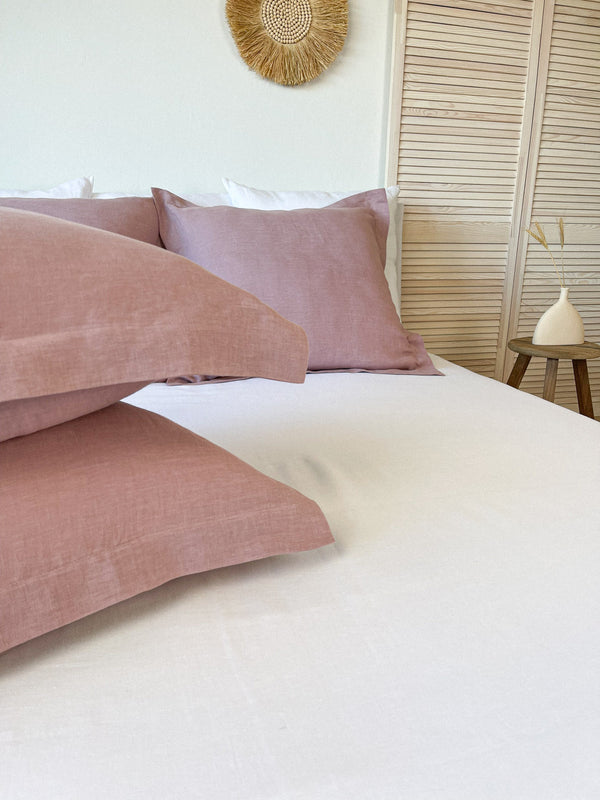 Dusty Pink Oxford Style Linen Pillowcase
