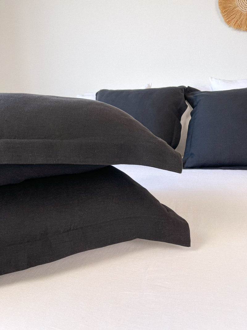 Black Linen Pillow Sham