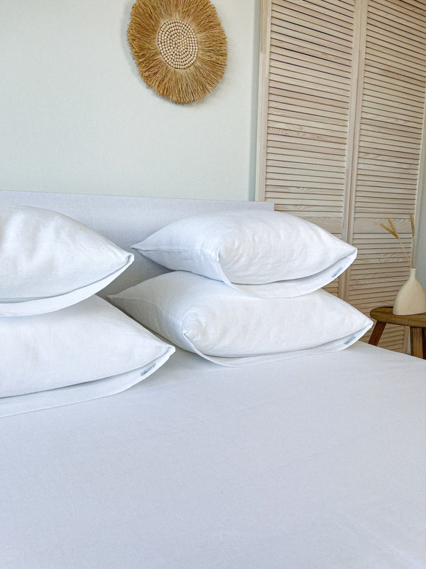 White Housewife Style Linen Pillowcase