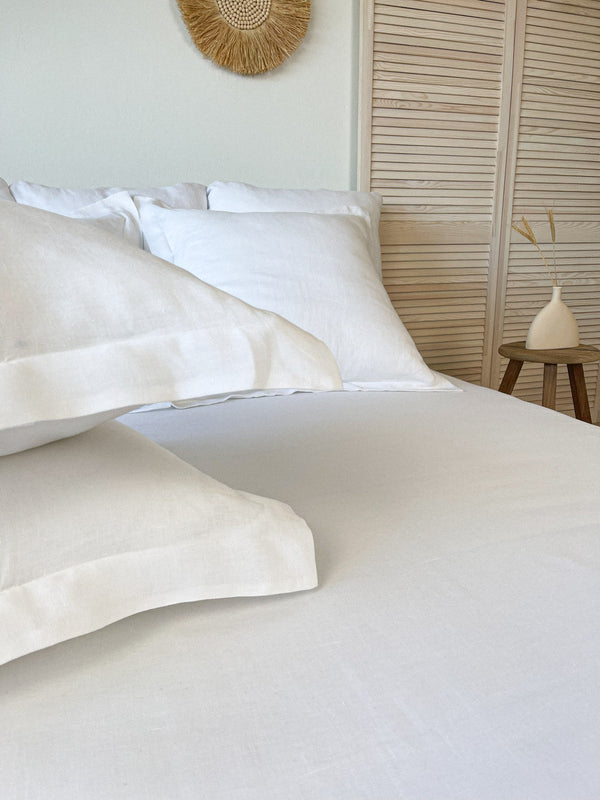 White Oxford Style Linen Pillowcase