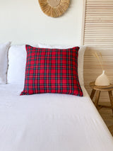 Red Tartan Linen Pillowcase